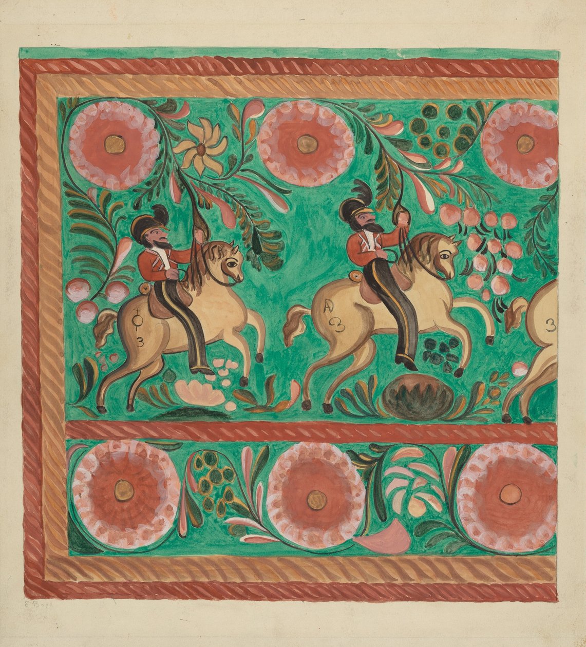 Cofre de Pino Nativo, Pintado en Óleo de E. Boyd