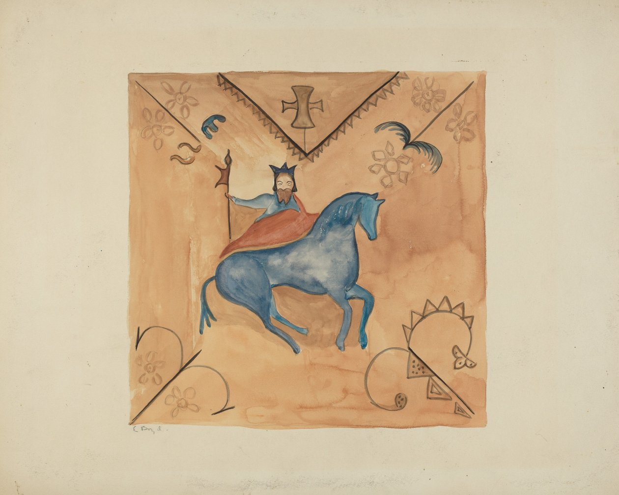 San Jorge pintado en piel de ciervo de E. Boyd