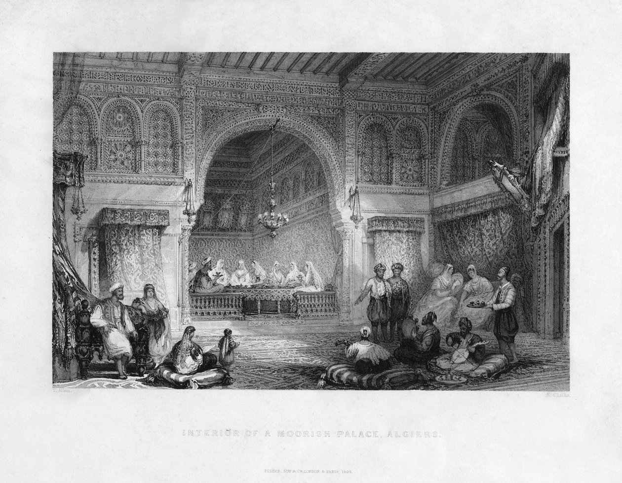 Interior de un palacio morisco, Argel, Argelia, 1839 de E. Challis