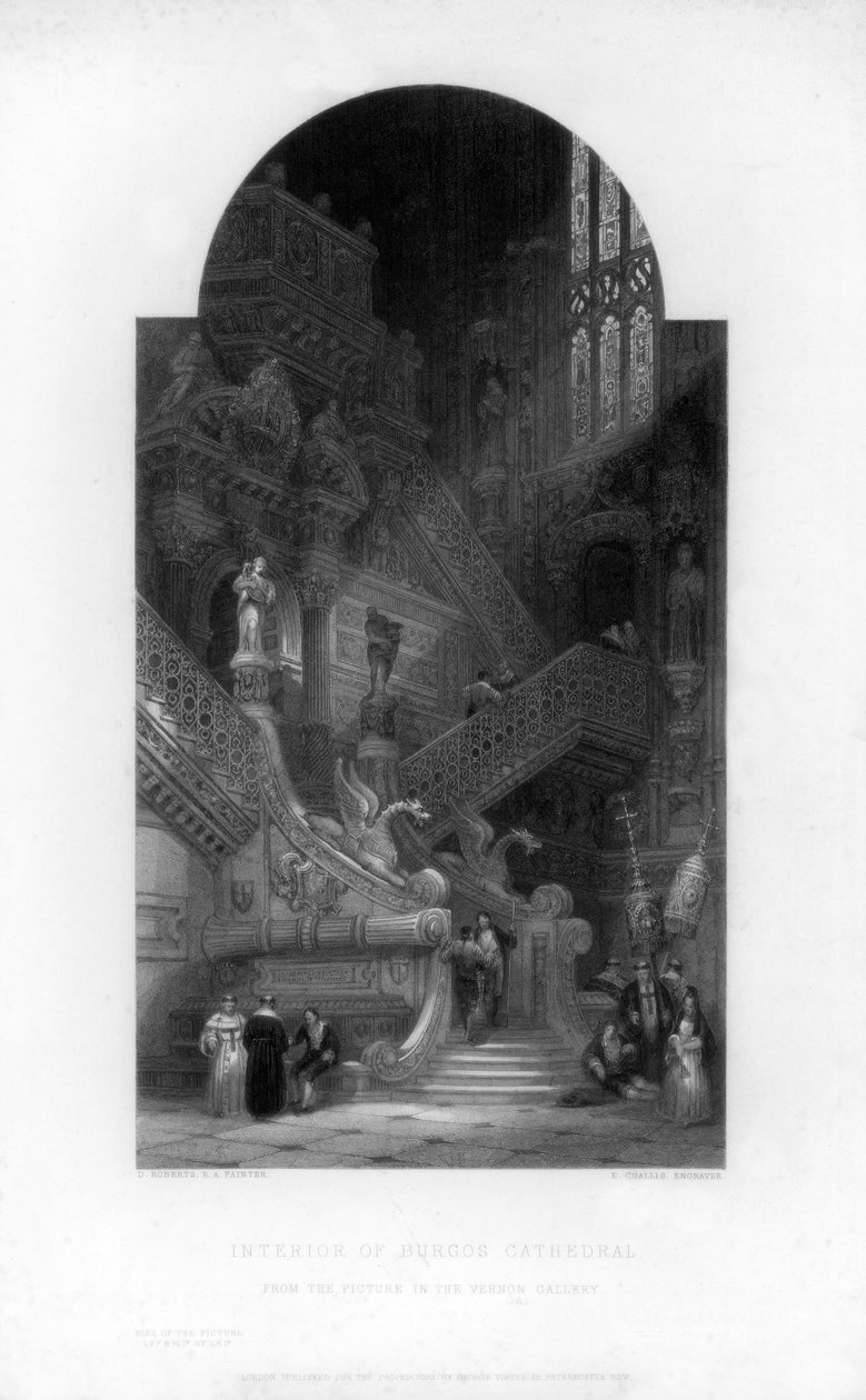 Interior de la Catedral de Burgos, siglo XIX de E. Challis