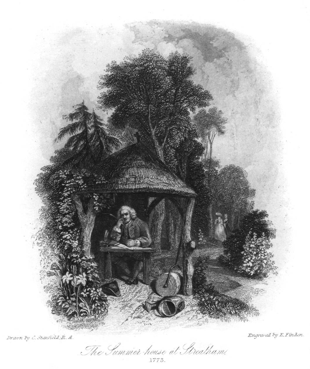 Casa de verano del Dr. Johnson en Streatham, 1773, siglo XIX de E. Finden