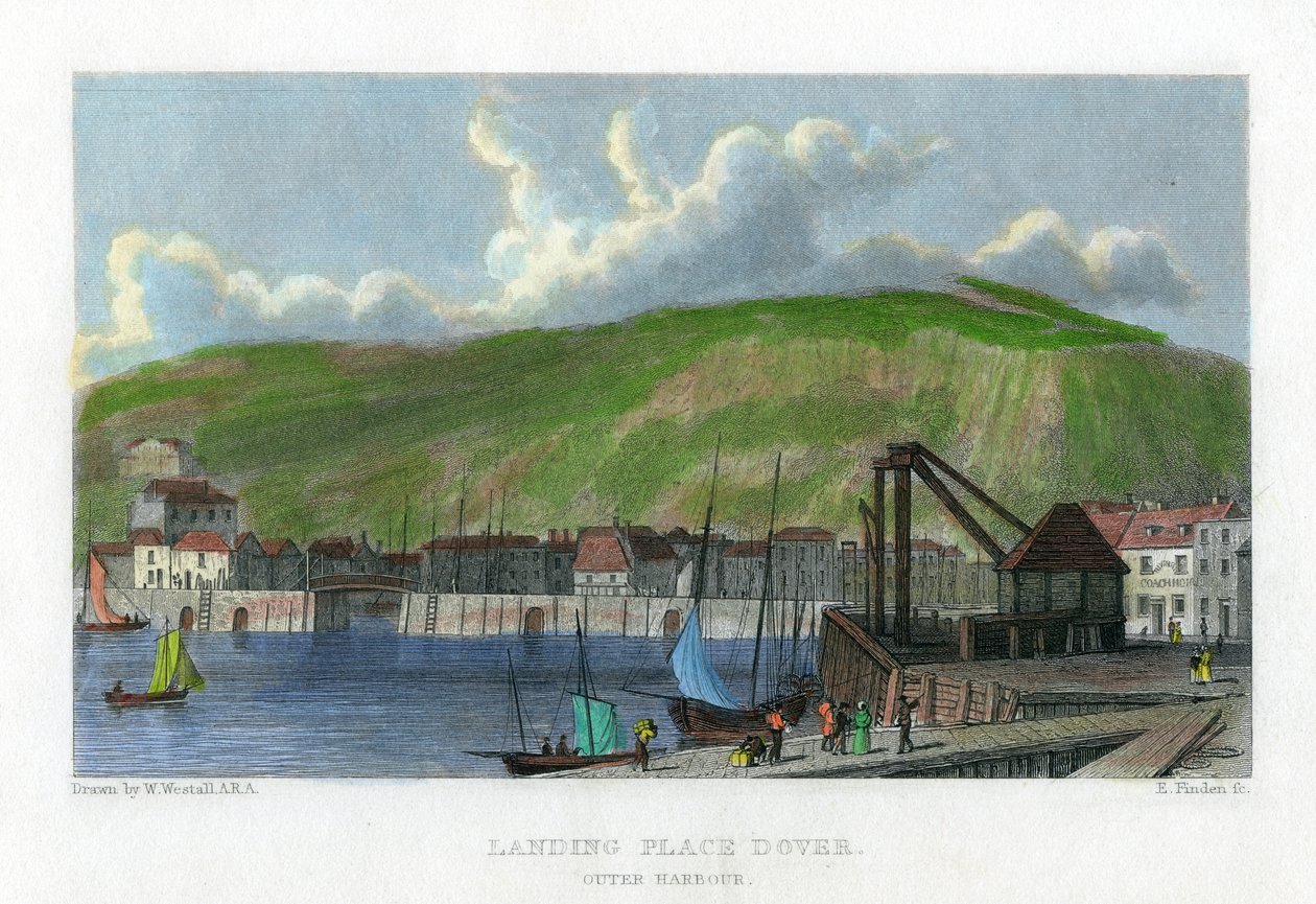 Lugar de desembarco, puerto exterior, Dover, Kent de E. Finden