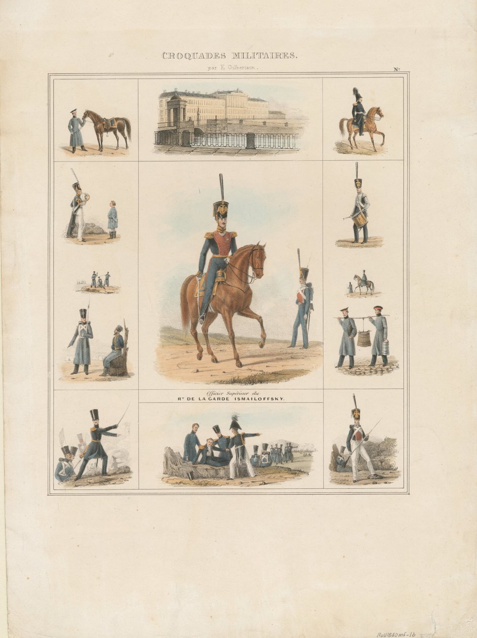 Uniformes de gala del Regimiento Izmailovsky, 1840 de E. Gilbertson