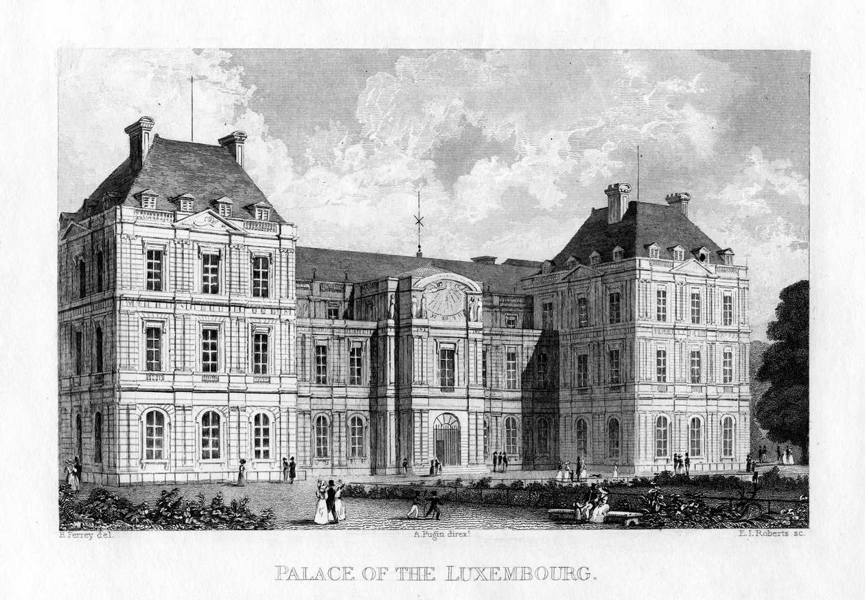 Palacio de Luxemburgo, París, c1830 de E. I. Roberts