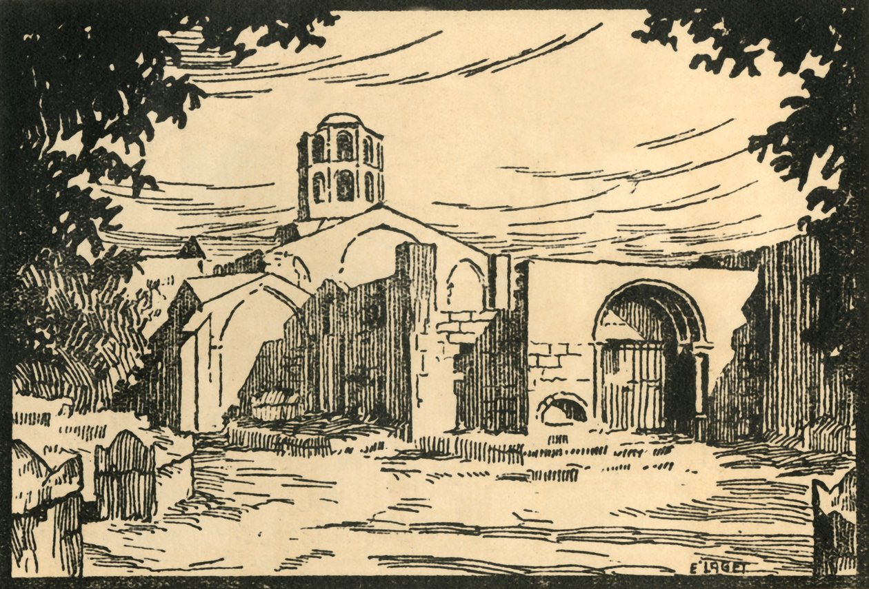 Les Alyscamps, Capilla Shonorat - Los Alyscamps y la Capilla St-Honorat, c1920s de E Laget