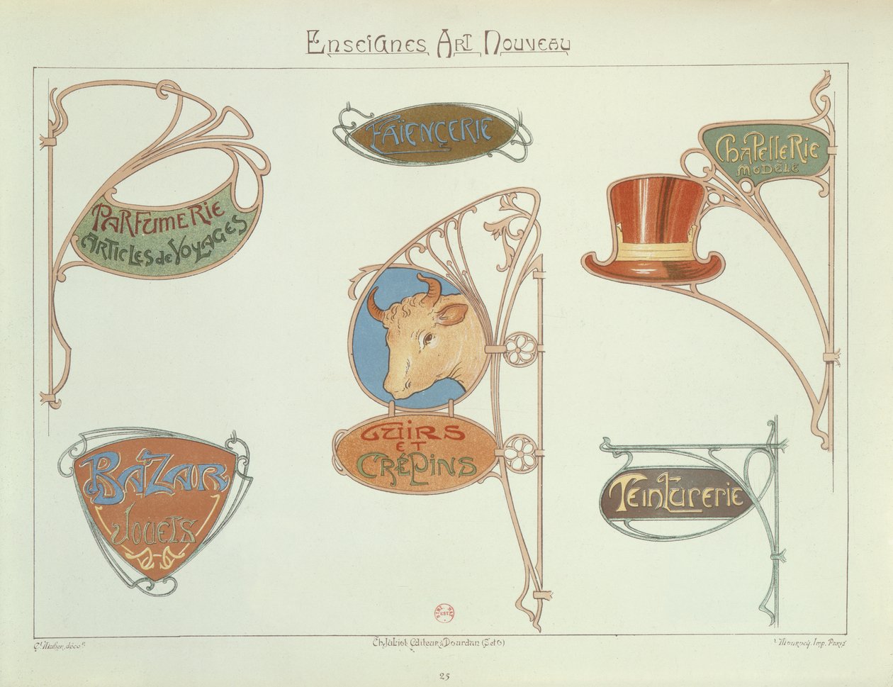 Letreros de Tiendas Art Nouveau, 1903 de E. Mulier