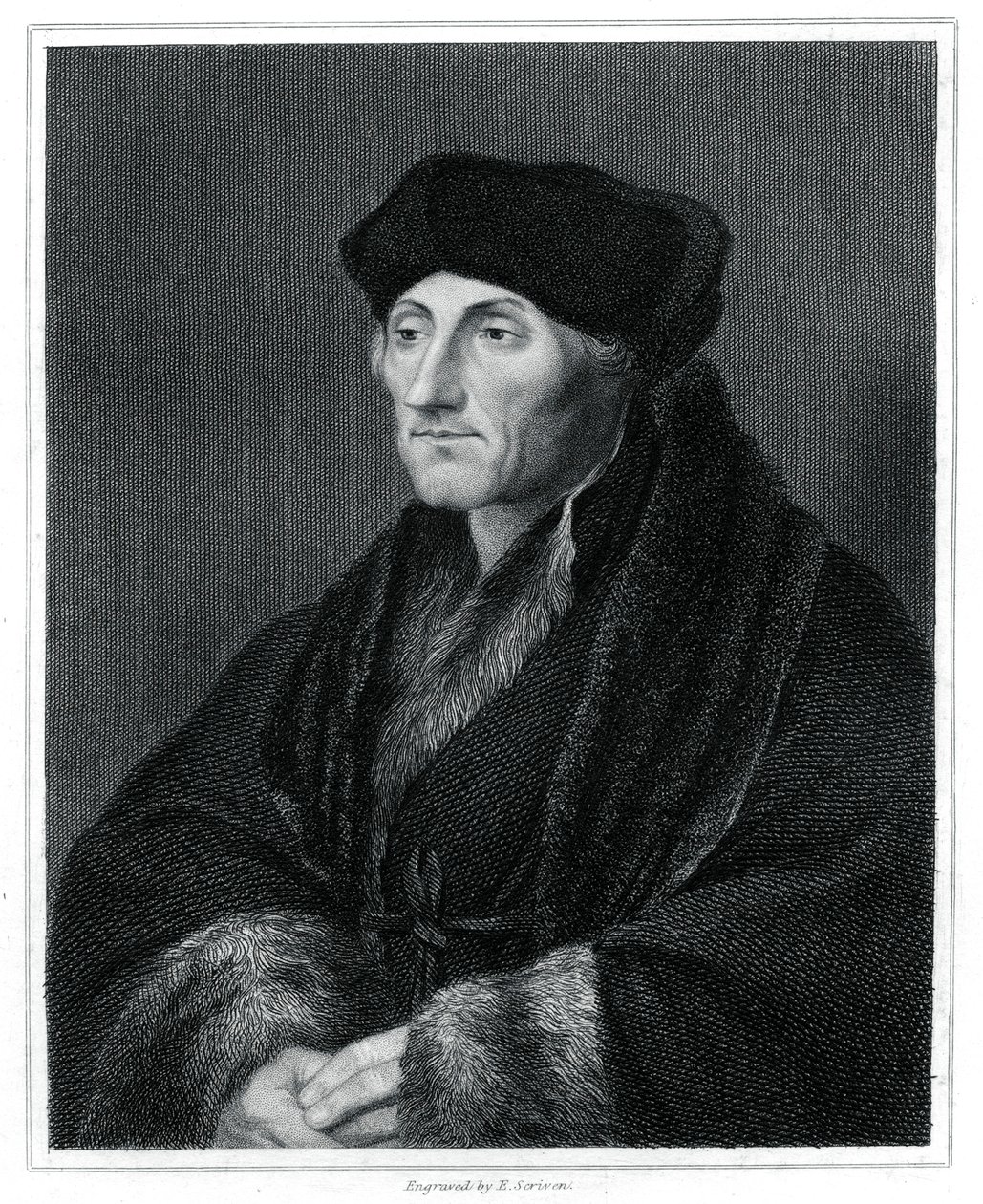 Desiderio Erasmo, humanista renacentista, 1833 de E. Scriven