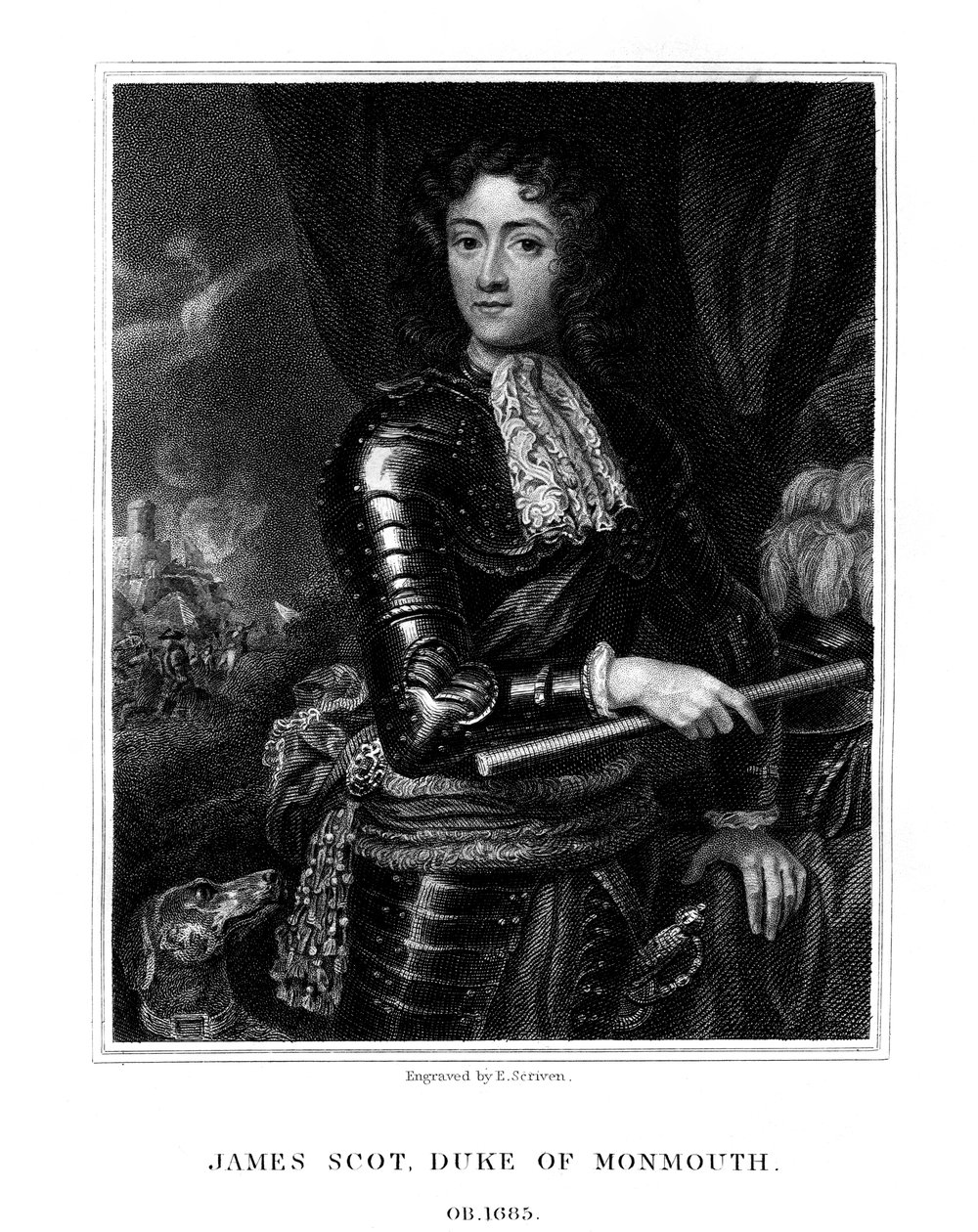 James Scott, primer duque de Monmouth, reconocido por algunos como James II de Inglaterra, 1826 de E. Scriven