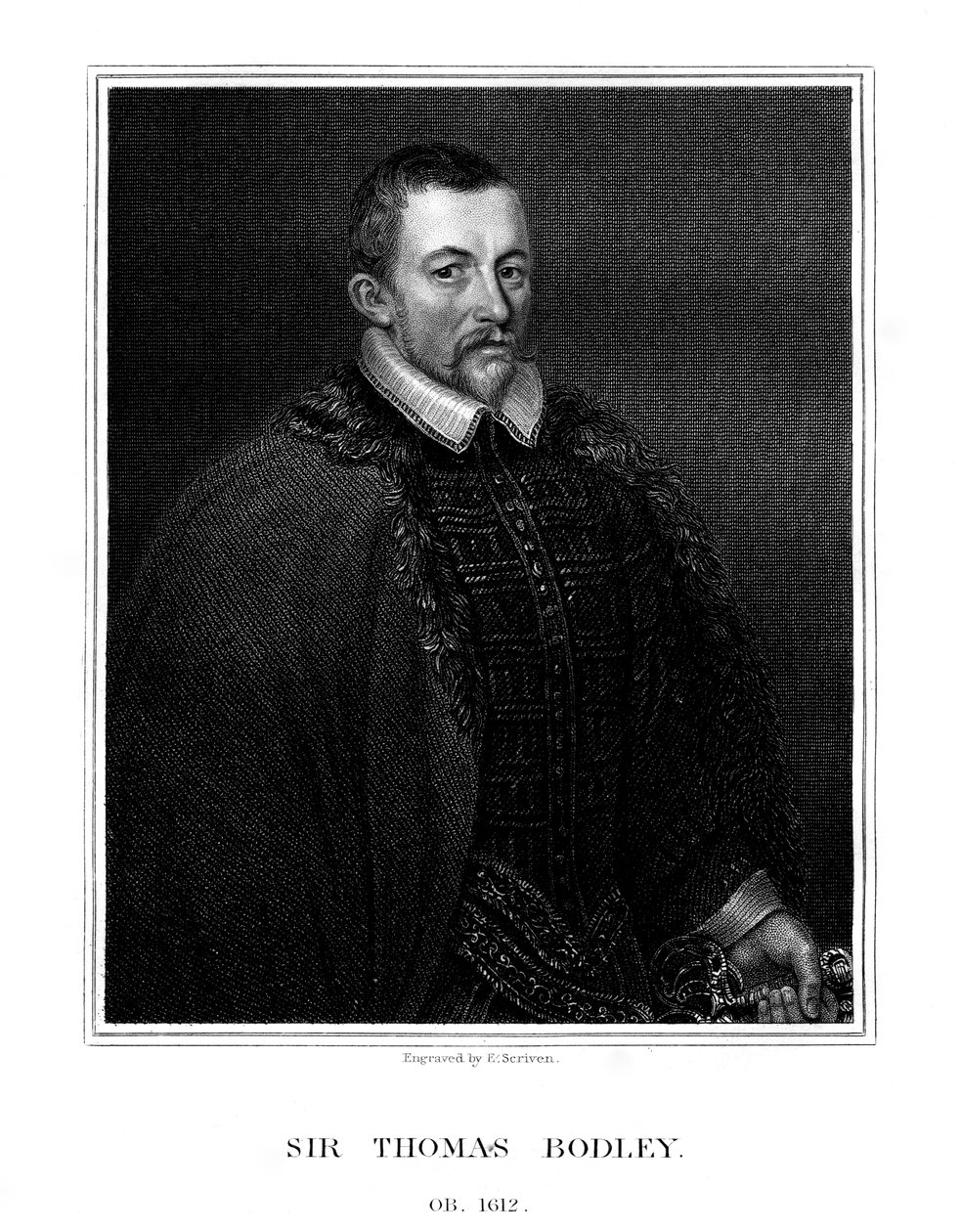 Sir Thomas Bodley, fundador inglés de la Biblioteca Bodleiana, 1823 de E. Scriven