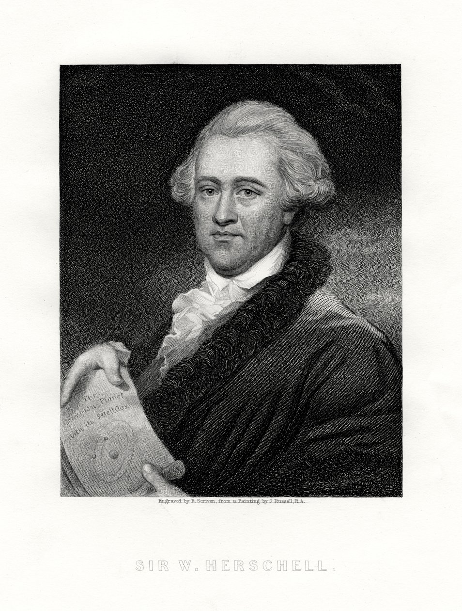 Sir Wilhelm Friedrich Herschel, astrónomo y compositor británico de origen alemán, siglo XIX de E. Scriven