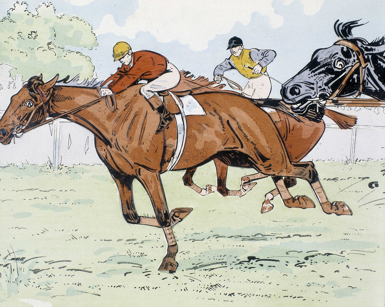 Caballos de carreras - dibujo por Thelem de E. Thelem