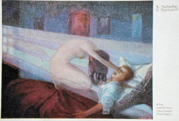 La pesadilla, c.1910 (litografía en color) de E. Turbacky