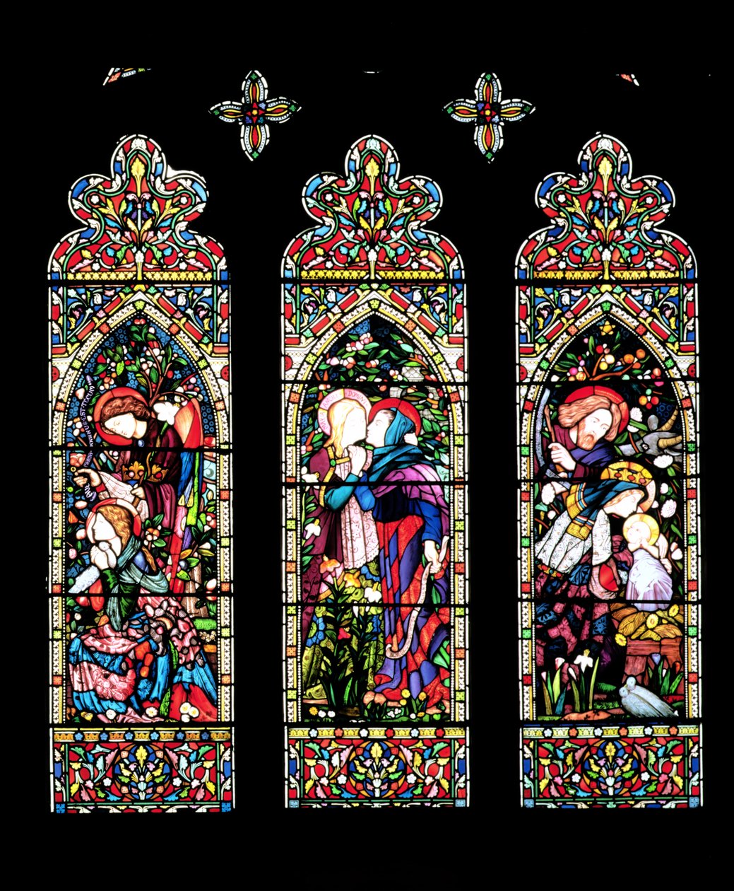 La Anunciación, la Visitación y la Natividad, hecho por Lavers y Barraud, 1860 de E. and Halliday, M. F. Burne Jones