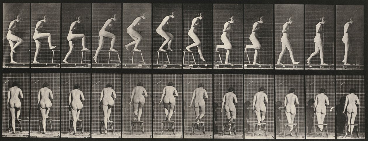 Placa Número 180. Pisando y pasando sobre una silla, 1887 de Eadweard Muybridge