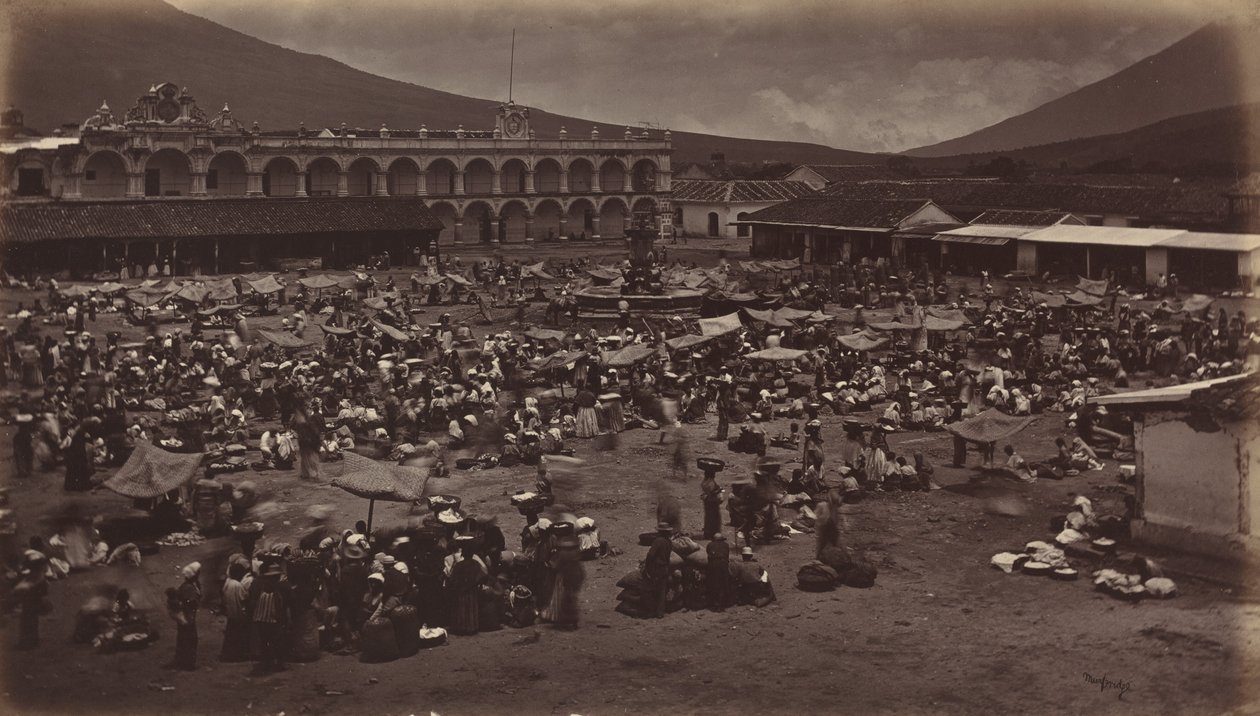 Plaza y Palacio del Virrey - Antigua de Guatemala, 1877 de Eadweard Muybridge