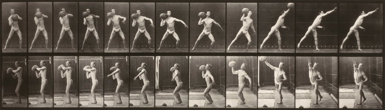 Locomoción animal (lámina 319) (Hombre lanzando una pelota) de Eadweard Muybridge