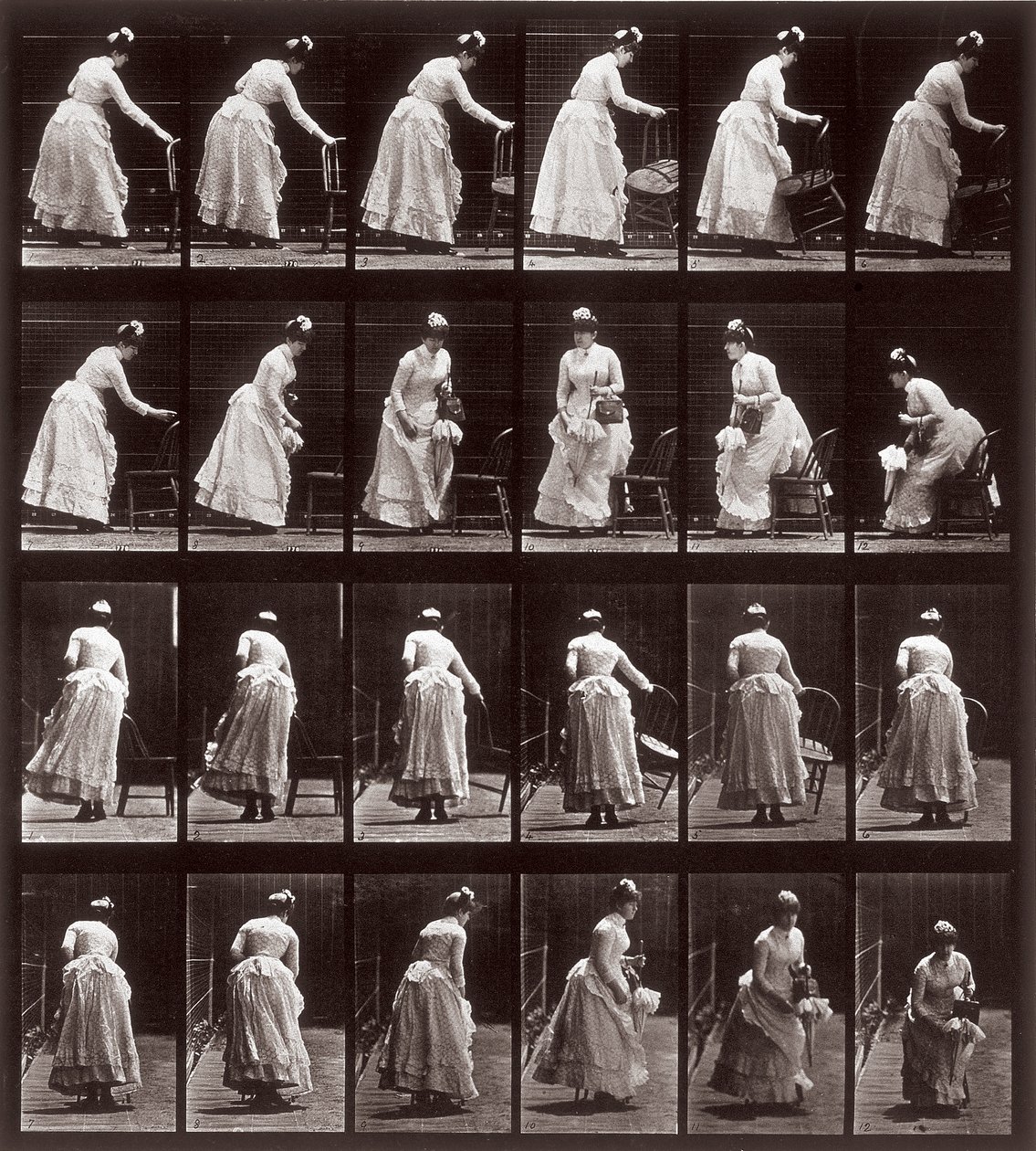 Locomoción animal, placa 265: secuencia con una mujer sentándose, 1887 de Eadweard Muybridge