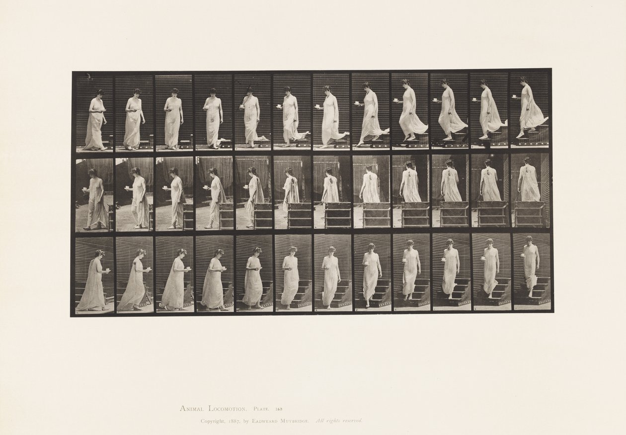 Placa 143. Descendiendo inclinación, girando taza y platillo en la mano derecha de Eadweard Muybridge
