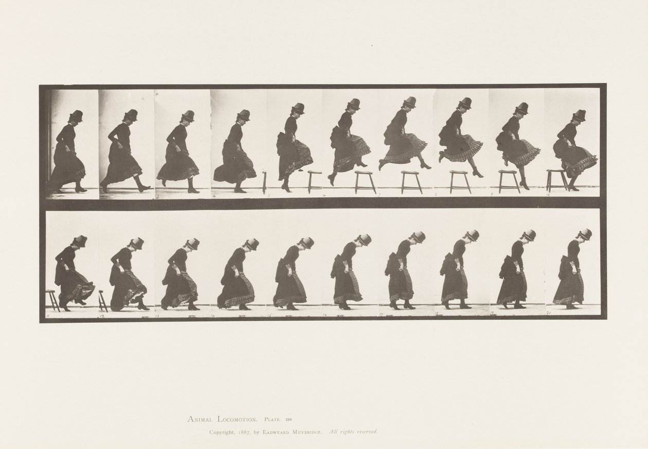 Placa 156. Saltando; salto alto en carrera recta, 1885 de Eadweard Muybridge