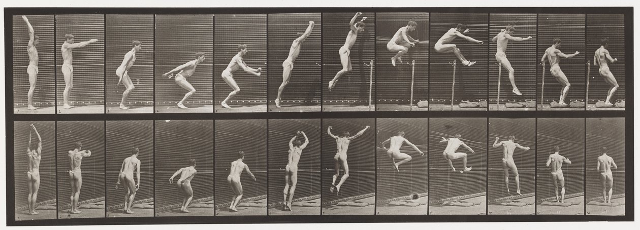 Placa 161. Saltando; Salto Alto de Pie de Eadweard Muybridge