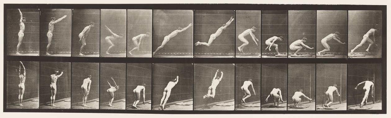 Placa 162. Saltando; Salto de Longitud de Pie de Eadweard Muybridge