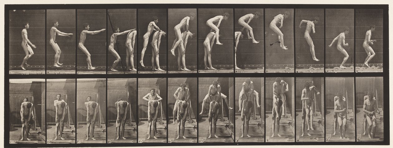 Placa 166. Saltando; sobre la espalda de un hombre de Eadweard Muybridge