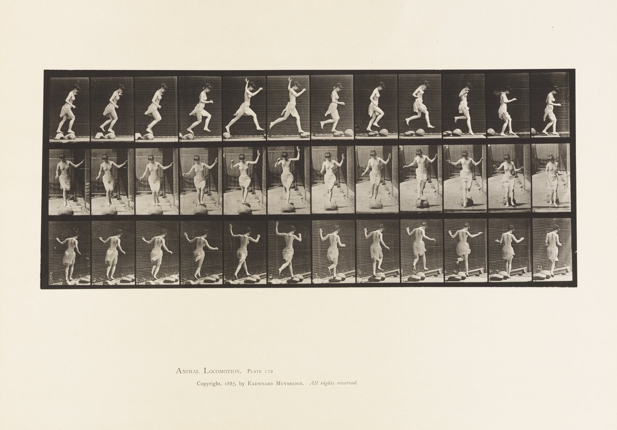 Placa 170. De piedra en piedra a través de un arroyo, 1885 de Eadweard Muybridge
