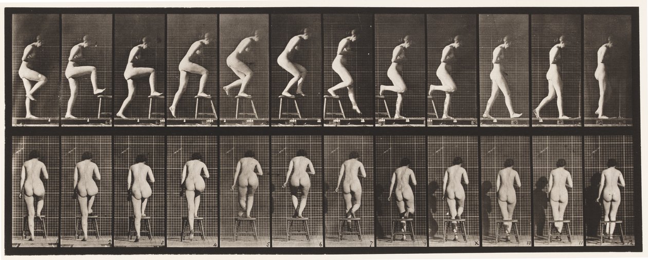 Placa 180. Subiendo y pasando sobre una silla de Eadweard Muybridge