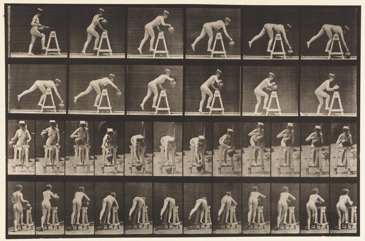 Placa 203. Inclinándose sobre un Caballete con Jarra de Agua de Eadweard Muybridge