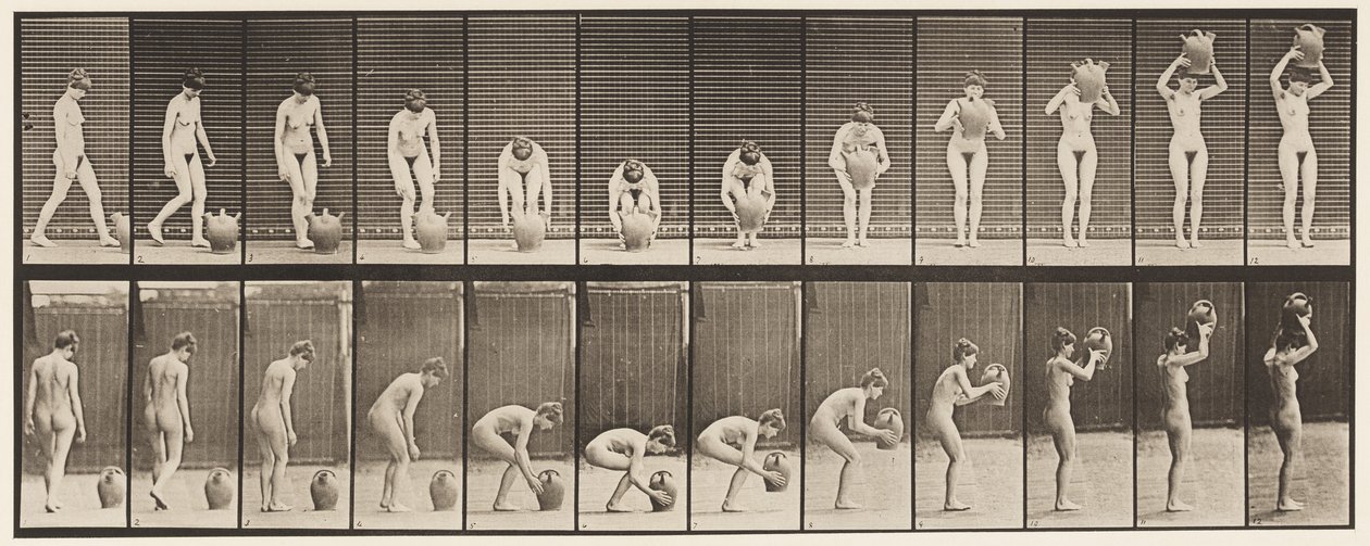 Placa 224. Agachándose y Levantando una Jarra de Agua a la Cabeza de Eadweard Muybridge