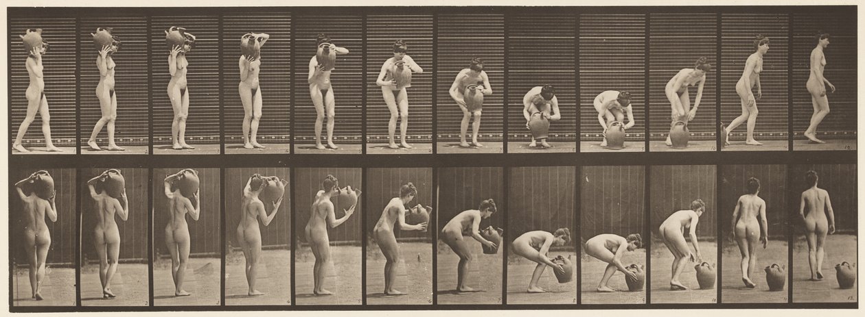 Placa 225. Quitando una Jarra de Agua del Hombro al Suelo de Eadweard Muybridge
