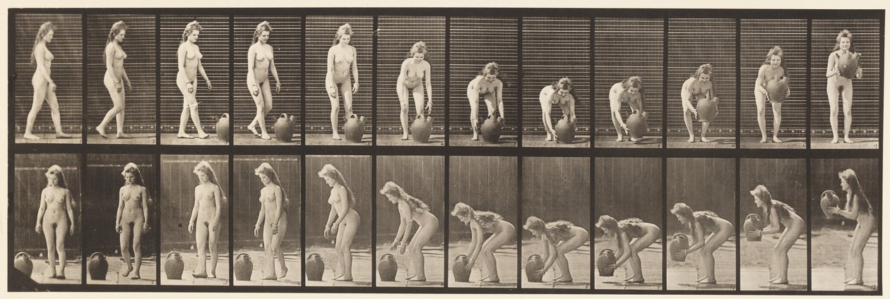 Placa 228. Girando y Levantando Jarra de Agua del Suelo de Eadweard Muybridge