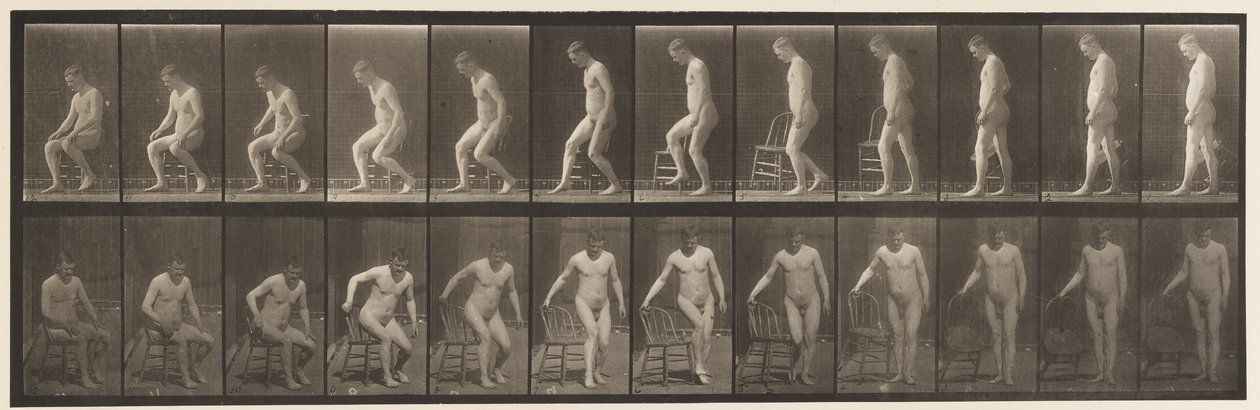 Placa 236. Colocando silla y sentándose, 1885 de Eadweard Muybridge