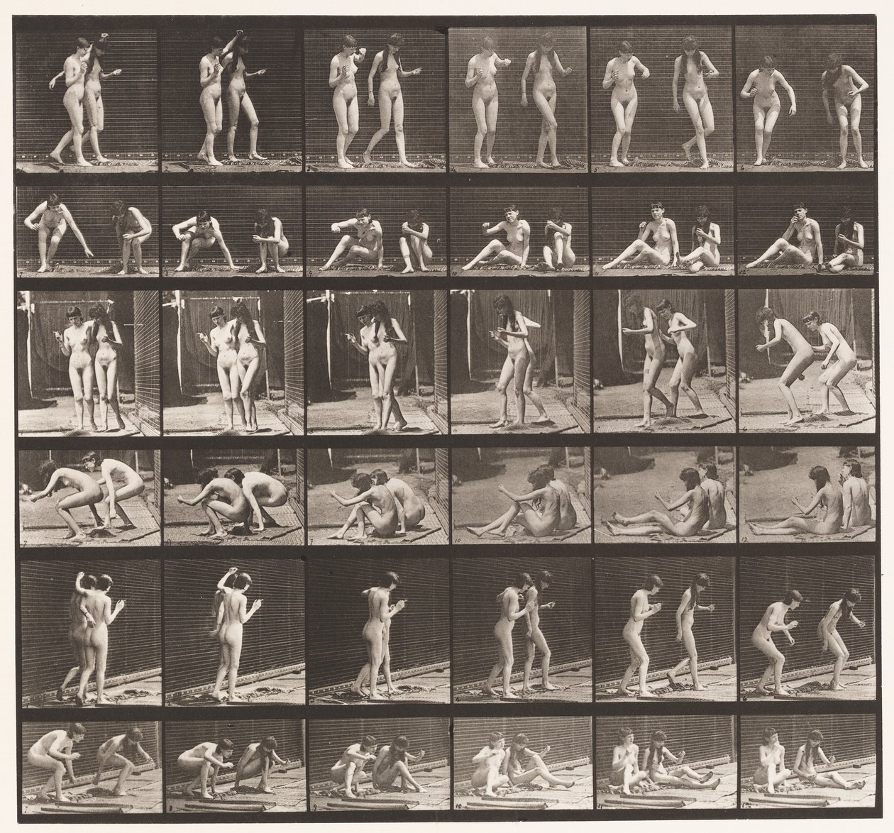 Placa 245. Dos Modelos Girando Sentados en el Suelo de Eadweard Muybridge