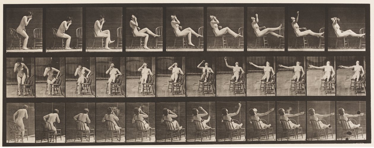 Placa 247. Sentándose, colocando los pies en la silla de Eadweard Muybridge