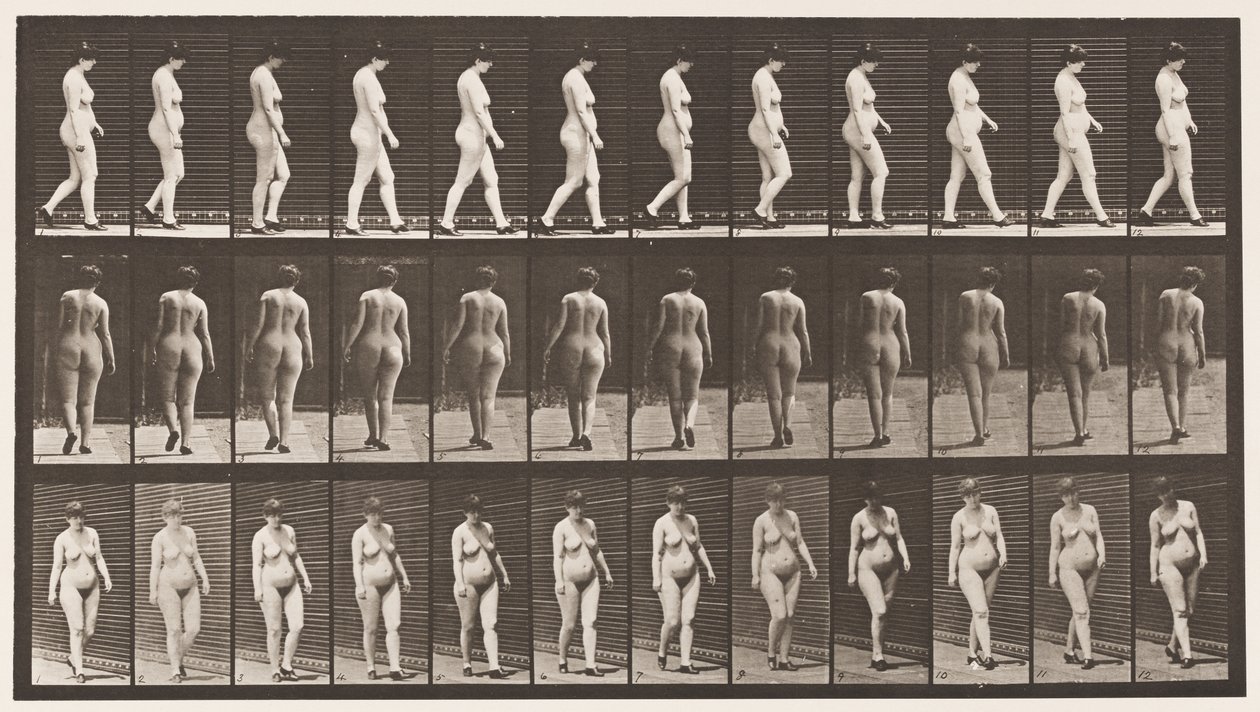 Placa 24. Caminando, con zapatos de tacón alto de Eadweard Muybridge