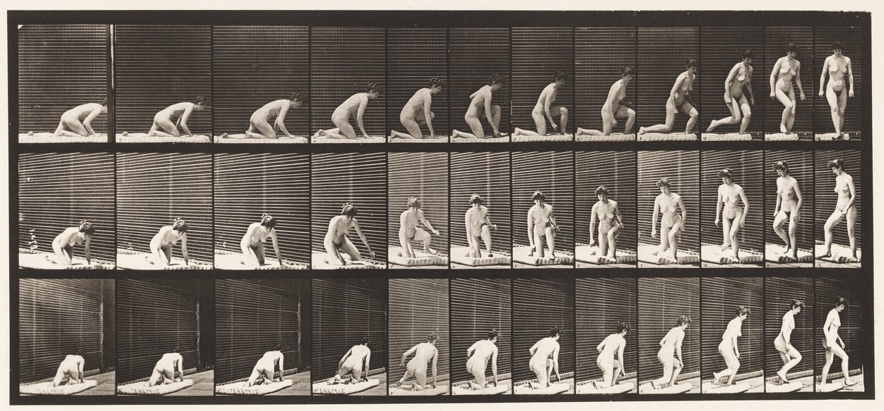 Placa 255. Levantándose de rodillas y girando de Eadweard Muybridge