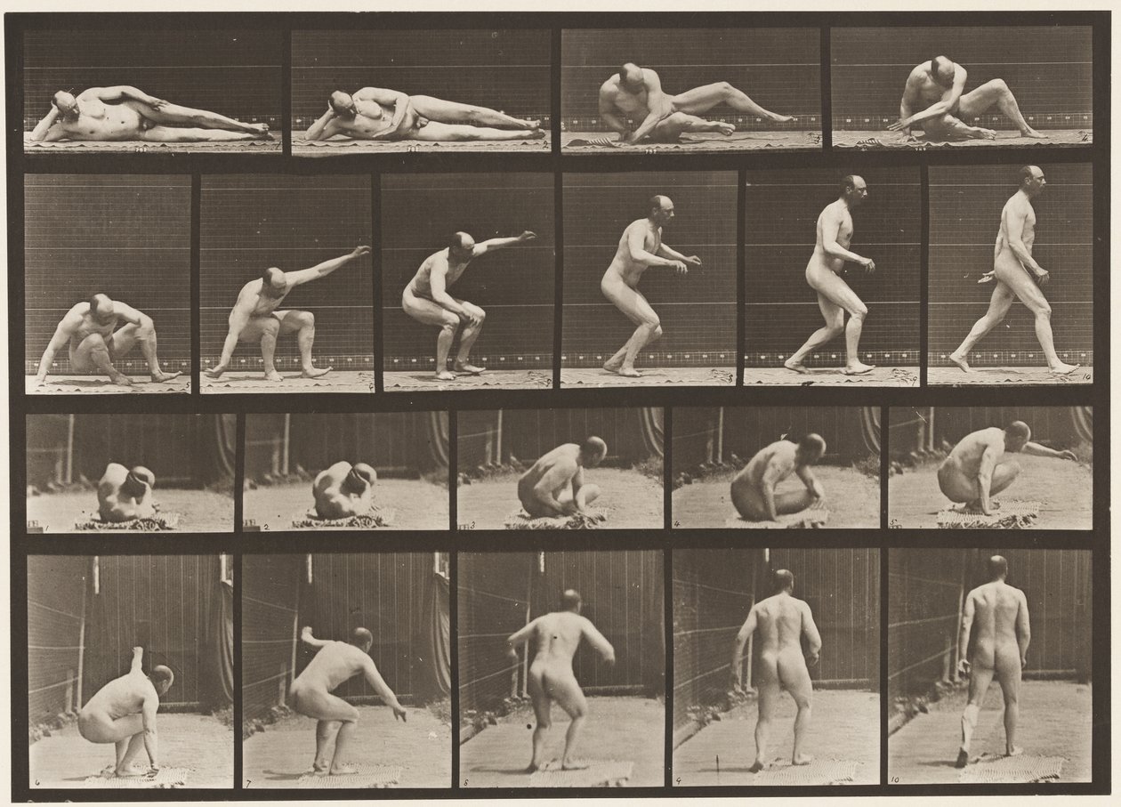 Placa 258. Levantándose del suelo y caminando de Eadweard Muybridge