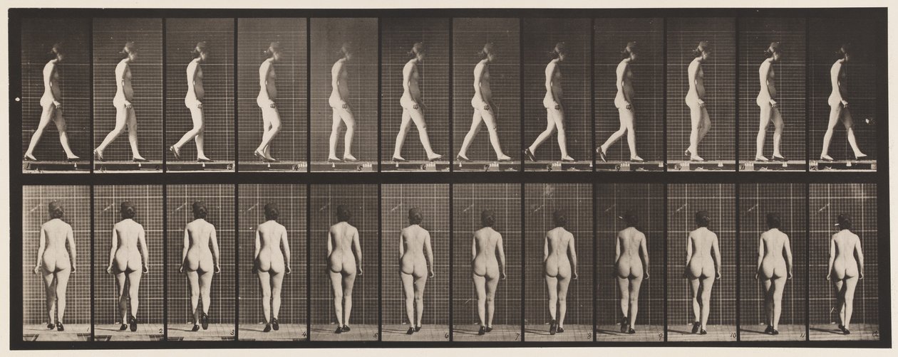 Placa 25. Caminando, con zapatos de tacón alto de Eadweard Muybridge