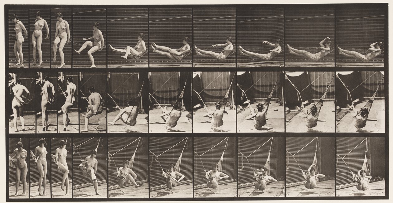 Placa 261. Entrando en la hamaca, 1872-1885 de Eadweard Muybridge