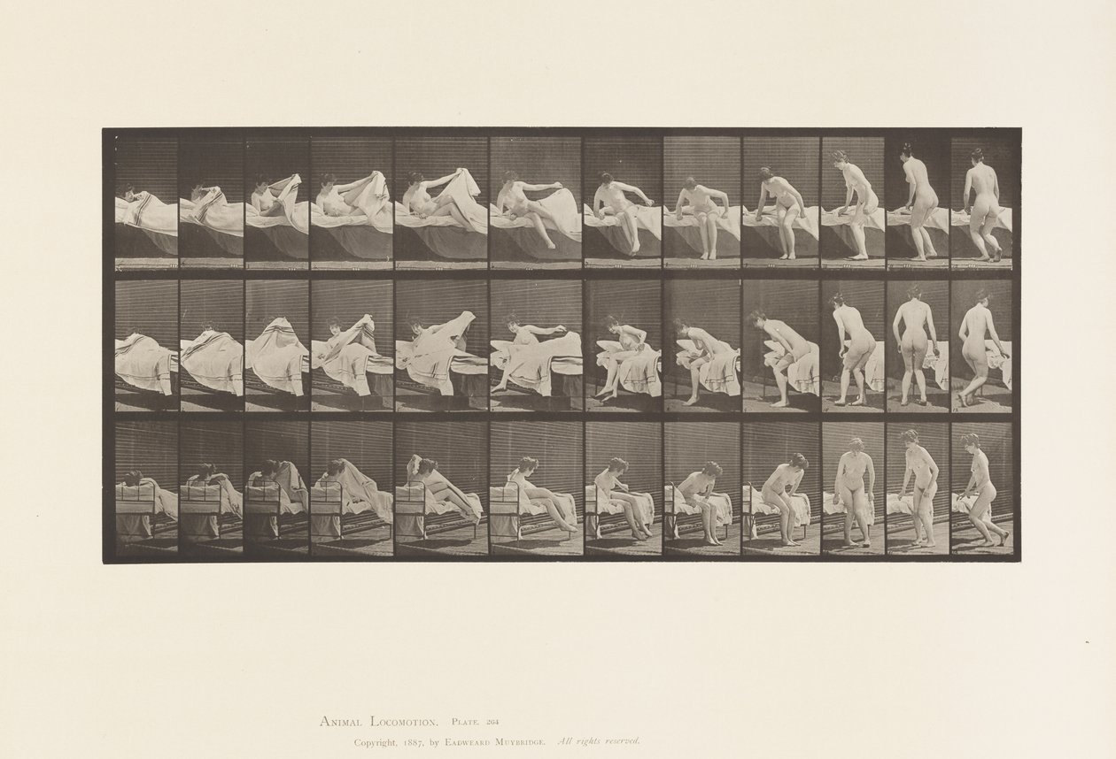 Placa 264. Saliendo de la cama y preparándose para arrodillarse de Eadweard Muybridge