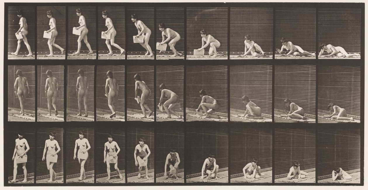 Placa 269. Levantándose del suelo con un periódico en la mano izquierda de Eadweard Muybridge