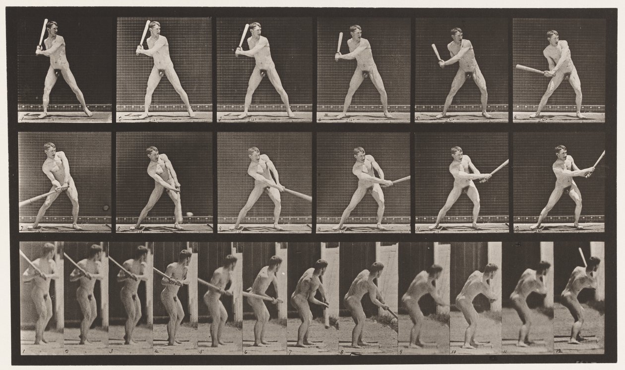 Placa 275. Béisbol; Bateando (Bola baja) de Eadweard Muybridge