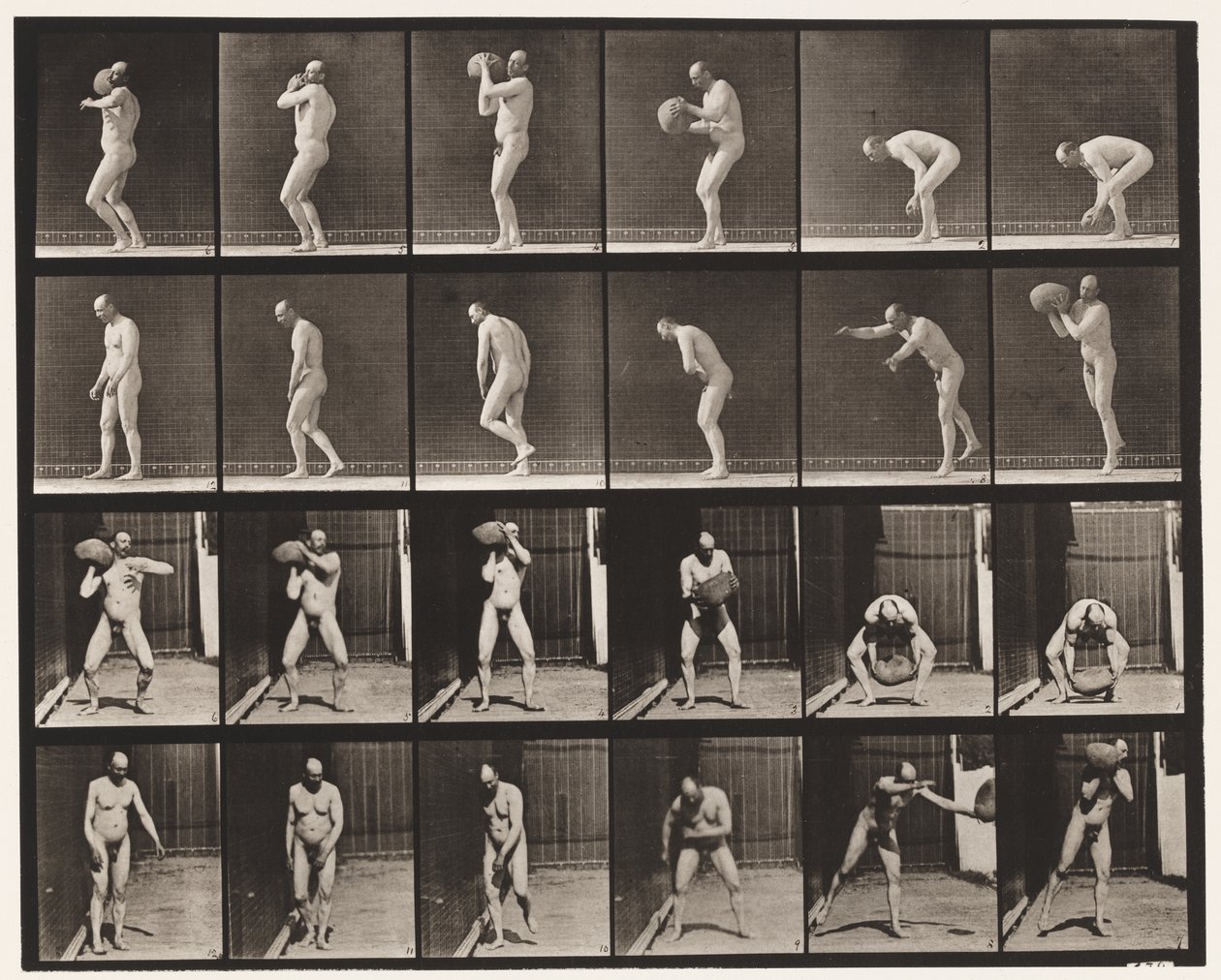 Placa 312. Levantando una roca de 75 libras de Eadweard Muybridge