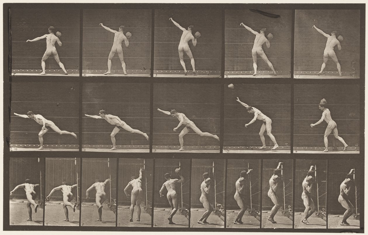 Placa 313. Levantando una roca de 20 libras de Eadweard Muybridge