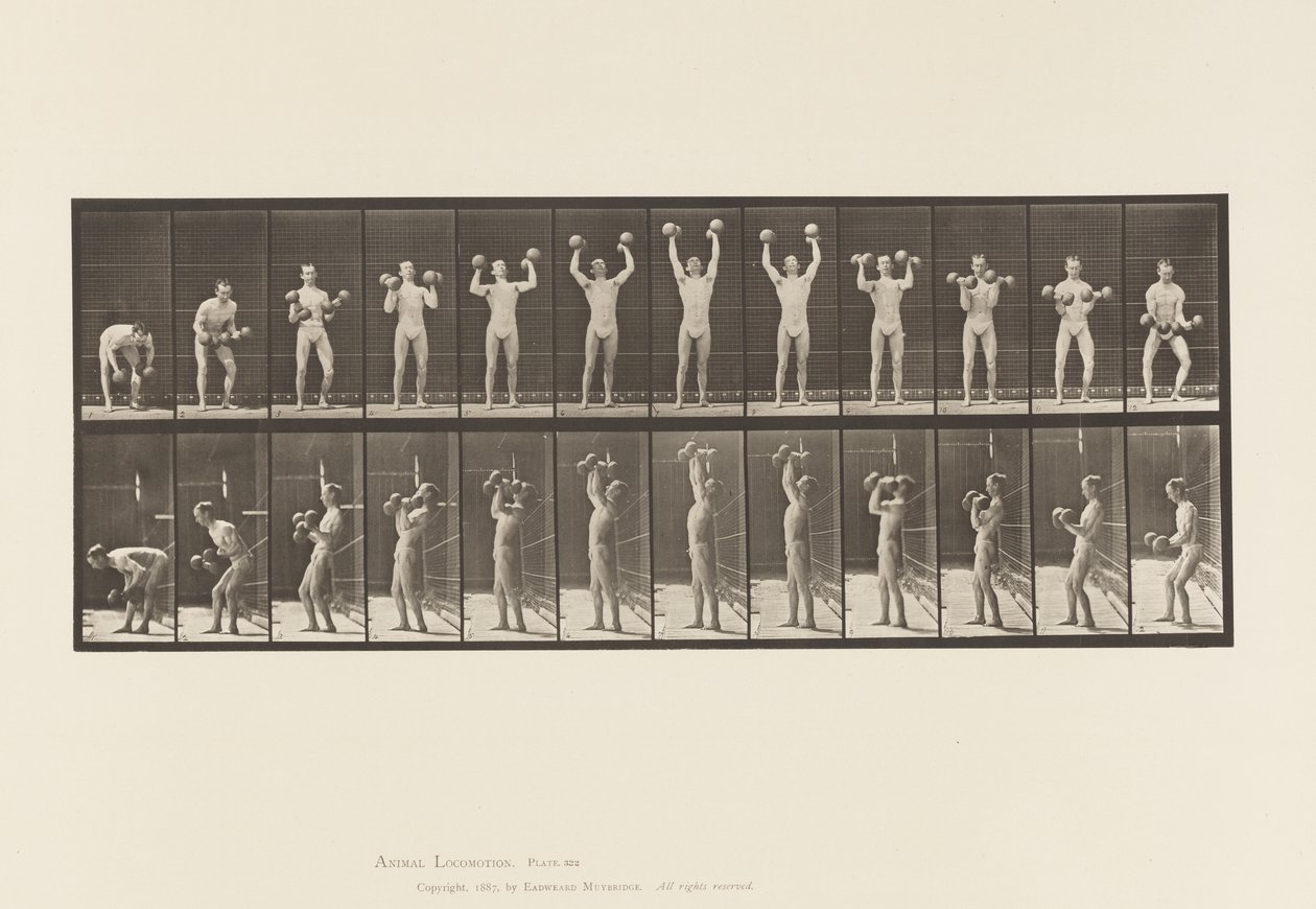 Placa 322. Hombre levantando pesas de Eadweard Muybridge
