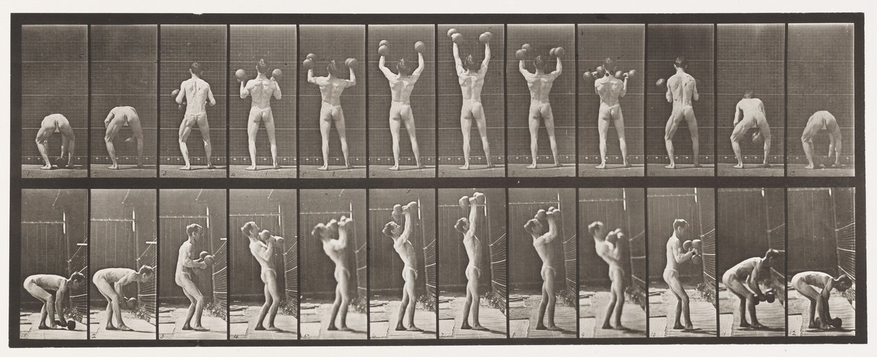 Placa 323. Levantando y Bajando Dos Pesas de 50 lb de Eadweard Muybridge