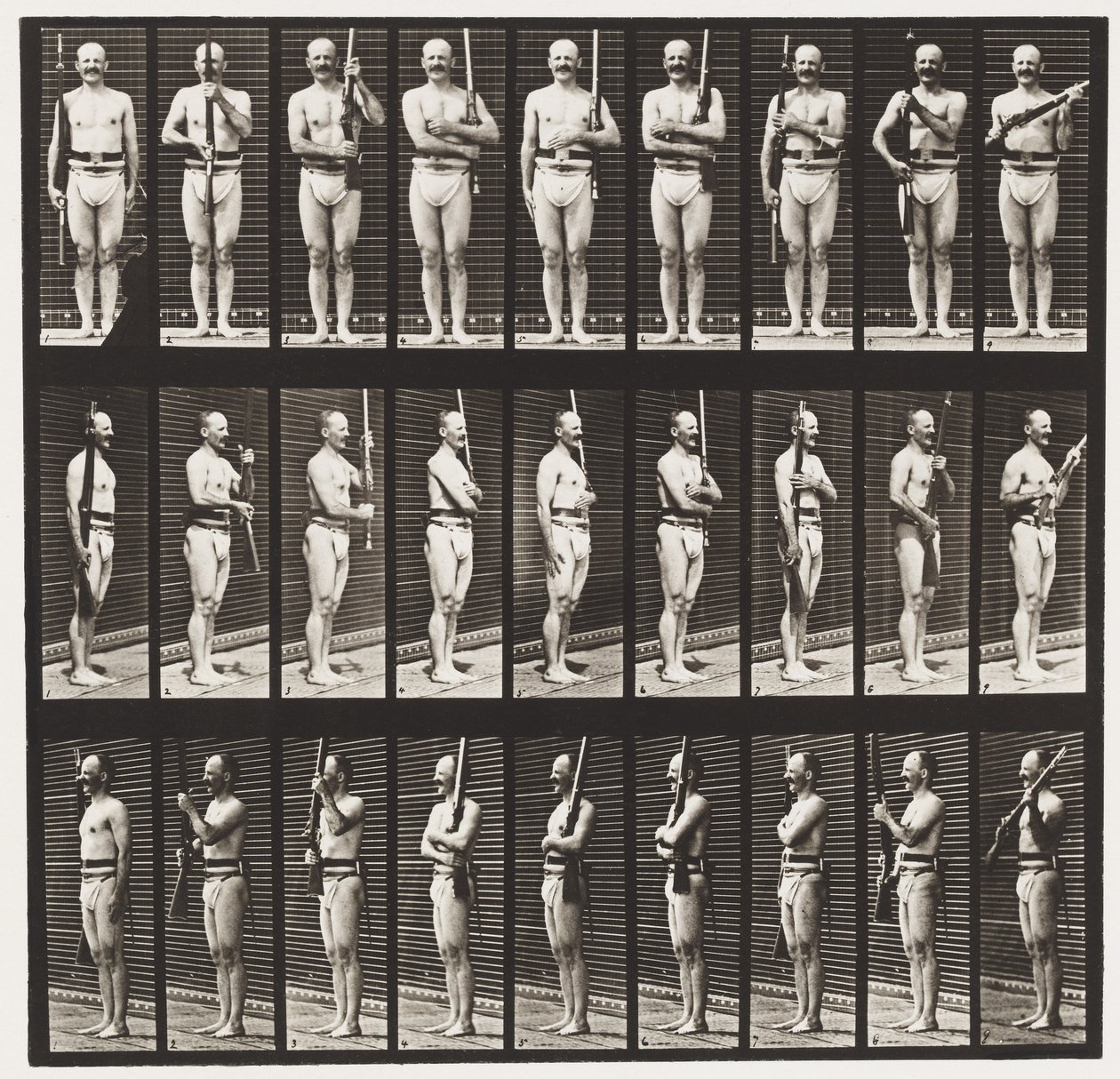 Placa 353. Apoyo de armas y armas portátiles de Eadweard Muybridge