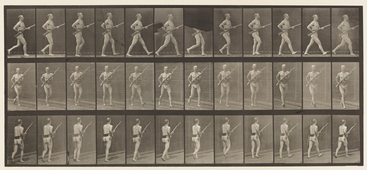 Placa 359. Cargando bayoneta, 1872-1885 de Eadweard Muybridge
