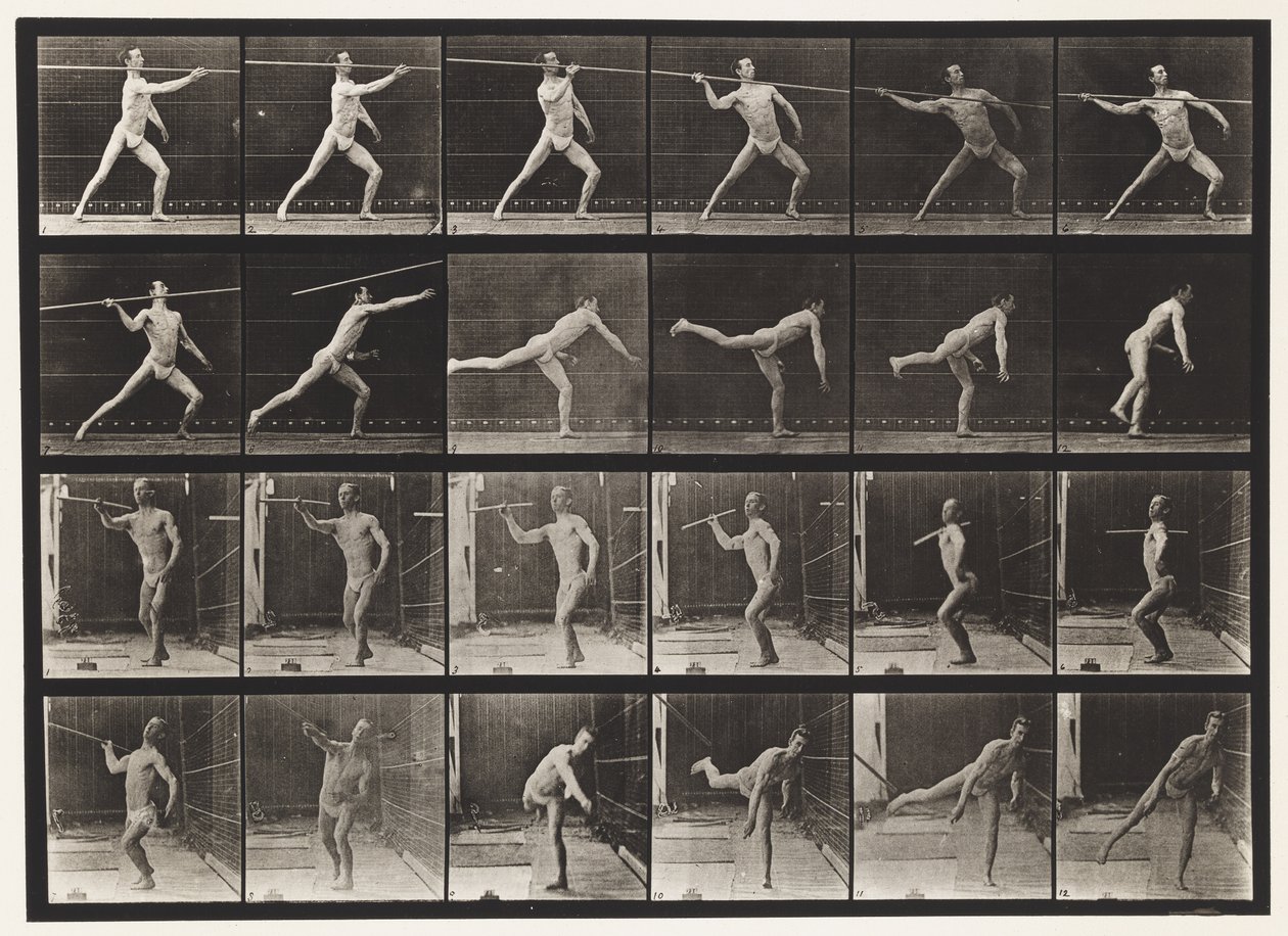 Placa 361. Lanzando una lanza, 1872-1885 de Eadweard Muybridge